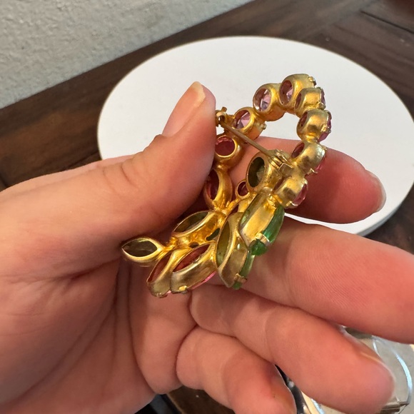 Vintage Juliana Brooch Pin Pendant Pink And Green unsigned - Picture 5 of 5